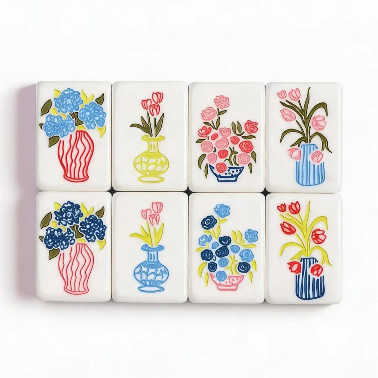 Chinoiserie & Bows American Mahjong Set - Blue Watercolor Luxury Tiles