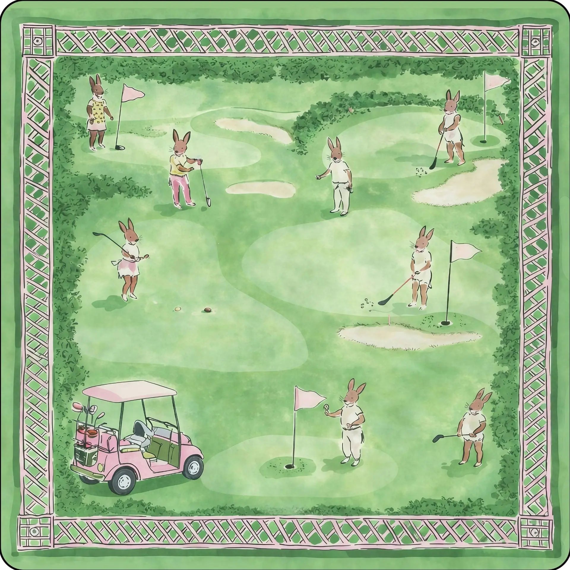 Country Club Mahjong Mat - Non-Slip Luxury Neoprene Table Mat 31 in x 31 in