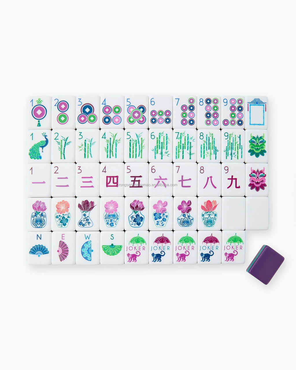 Portable 4-Tier Modern American Mahjong 160 Acrylic Tiles