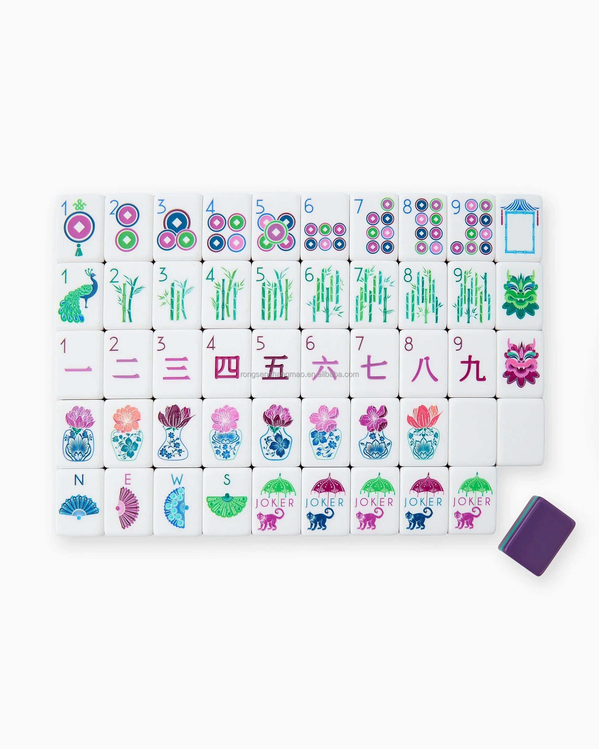 Portable 4-Tier Modern American Mahjong 160 Acrylic Tiles