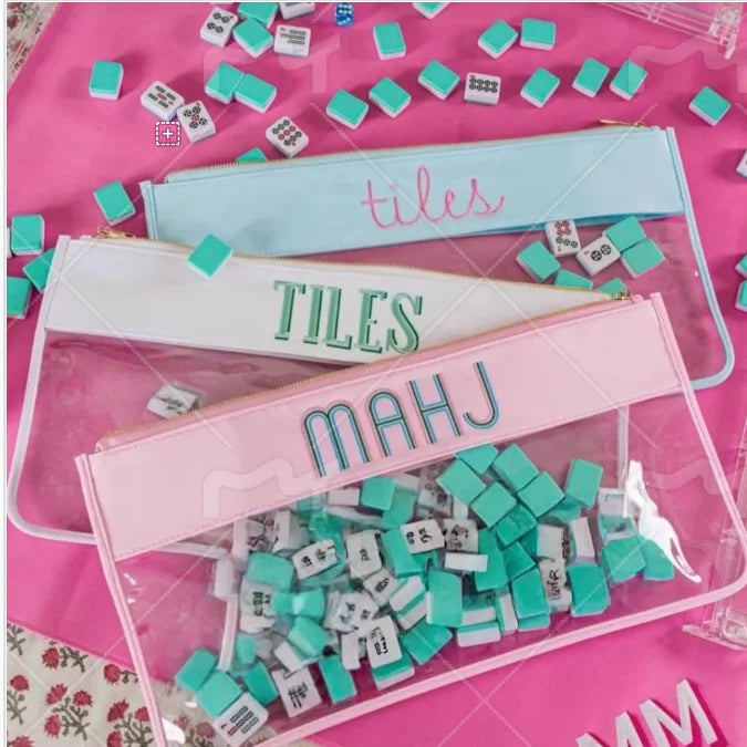 Clear Mahjong Tile Pouch - Preppy Travel Organizer for Tiles & Accessorie