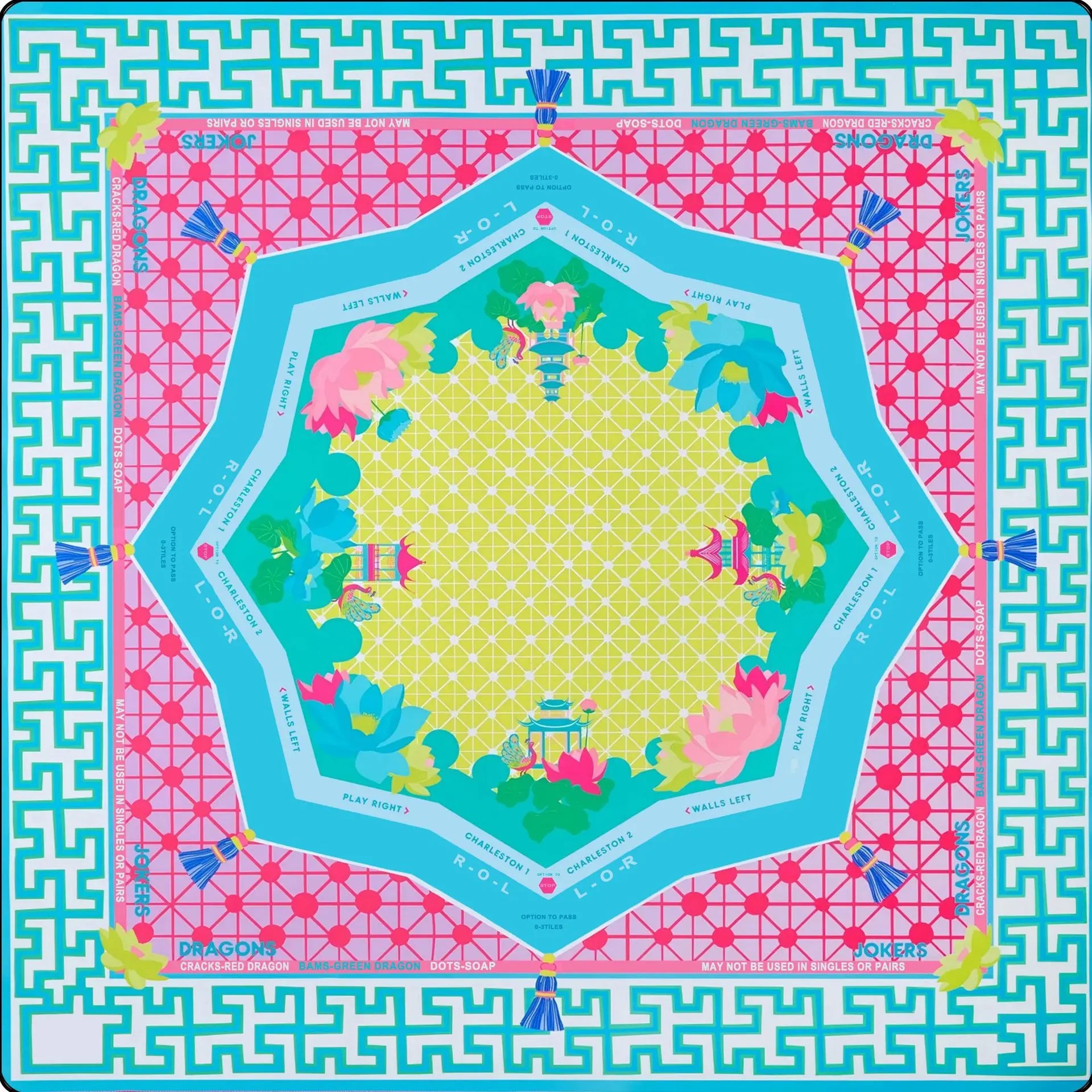 Country Club Mahjong Mat - Non-Slip Luxury Neoprene Table Mat 31 in x 31 in