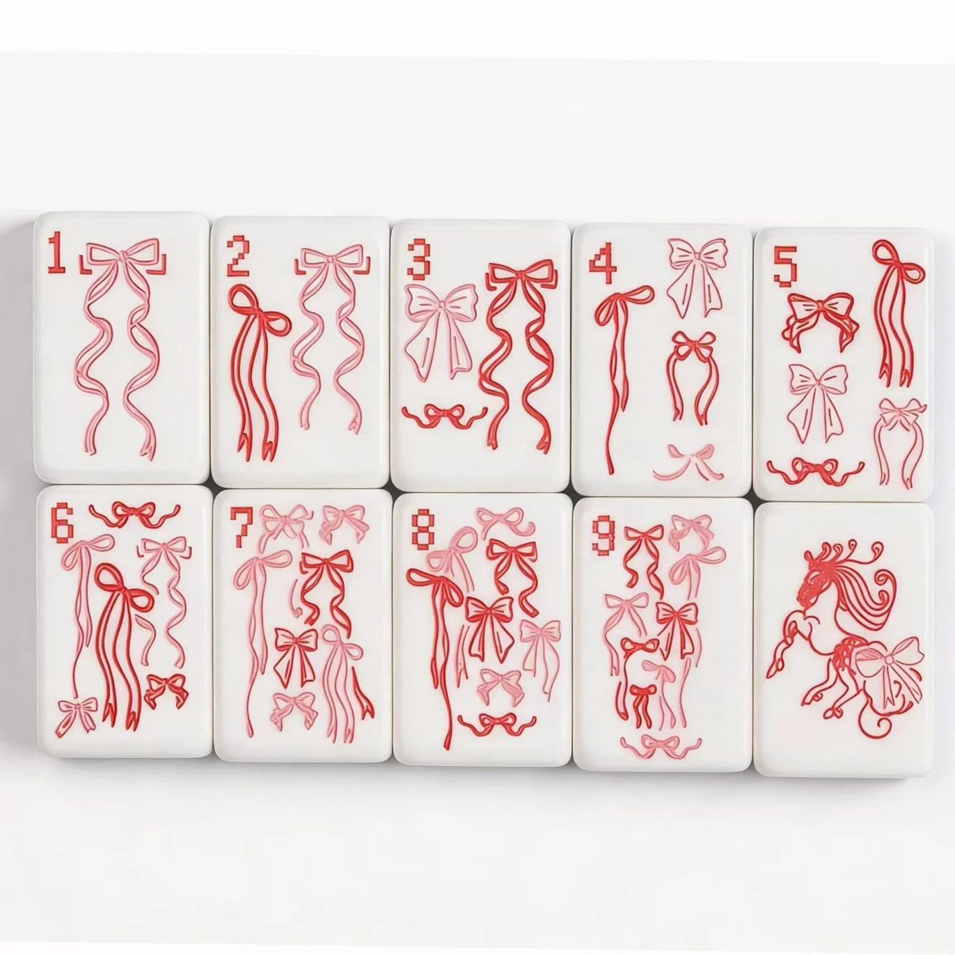 Chinoiserie & Bows American Mahjong Set - Blue Watercolor Luxury Tiles