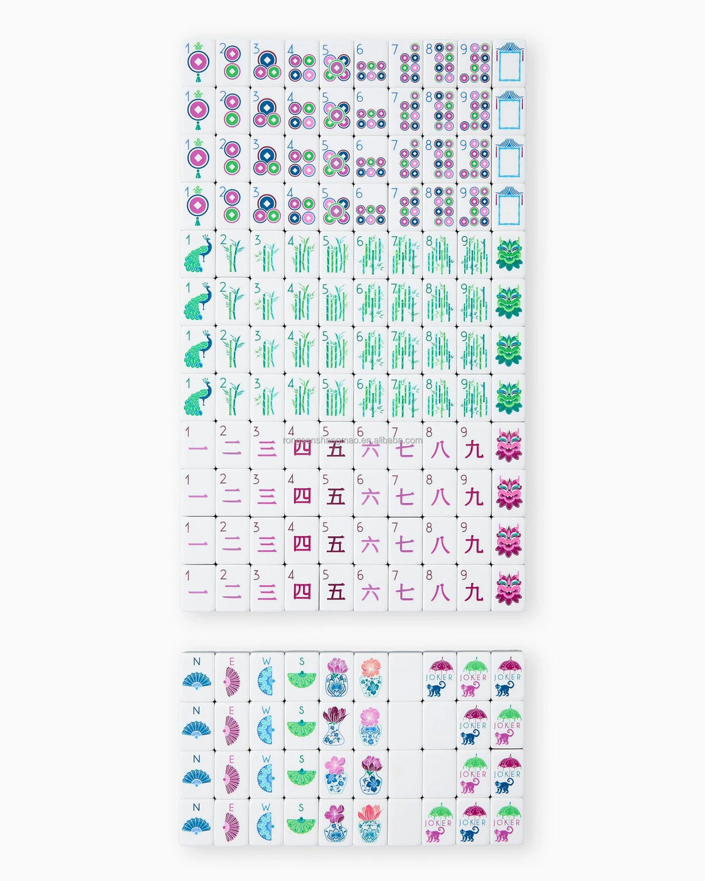 Portable 4-Tier Modern American Mahjong 160 Acrylic Tiles