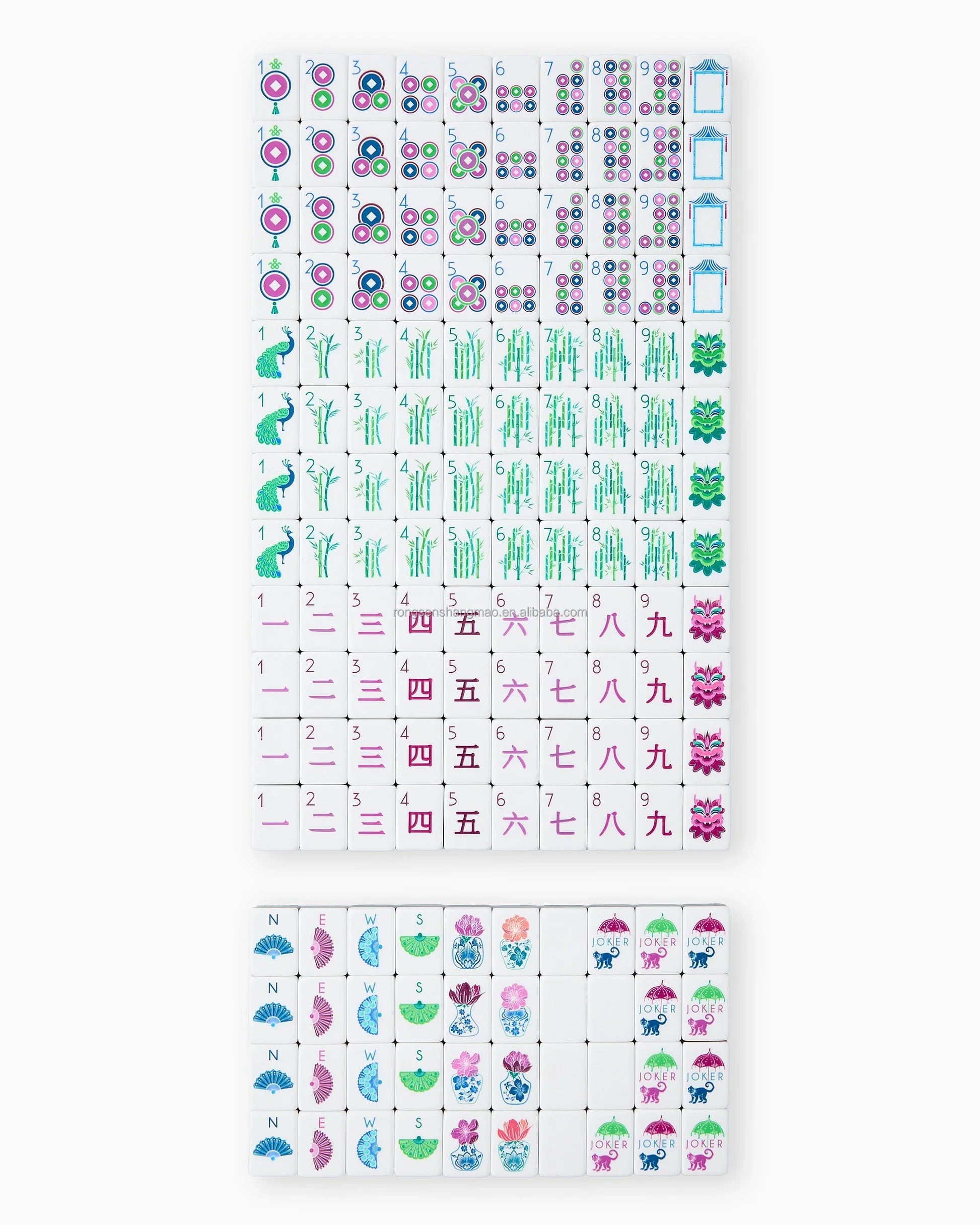 Portable 4-Tier Modern American Mahjong 160 Acrylic Tiles