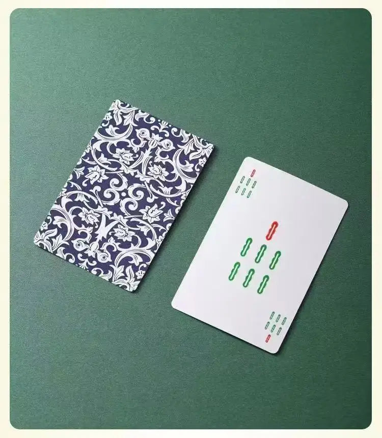 144 Cards Mahjong Playing Cards Set with 2 Dice, Portable Travel Board Game for Family Party Home Gathering