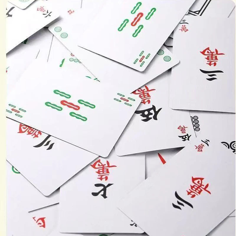 144 Cards Mahjong Playing Cards Set with 2 Dice, Portable Travel Board Game for Family Party Home Gathering