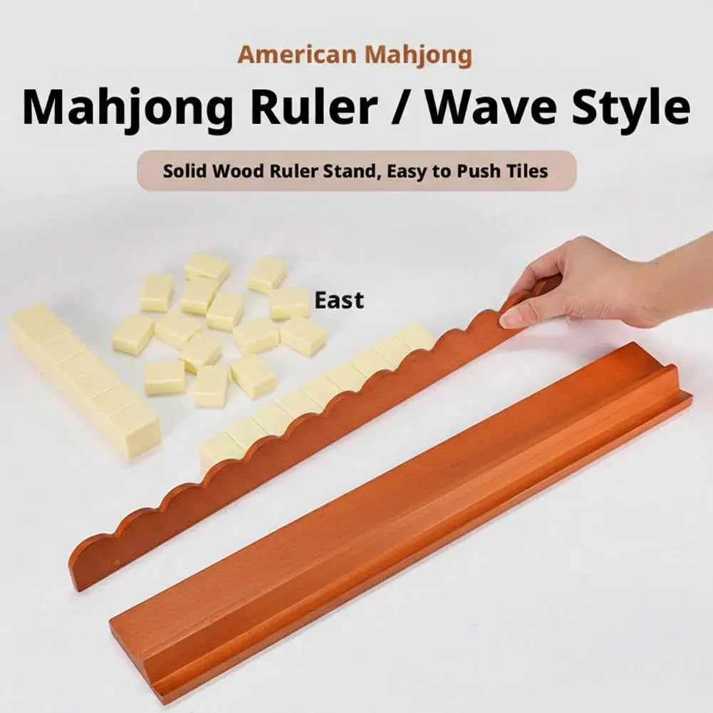Wooden Mahjong Ruler American Style Mahjong Rack Tile Organizer Card Holder With Wave Design For Mahjong Game