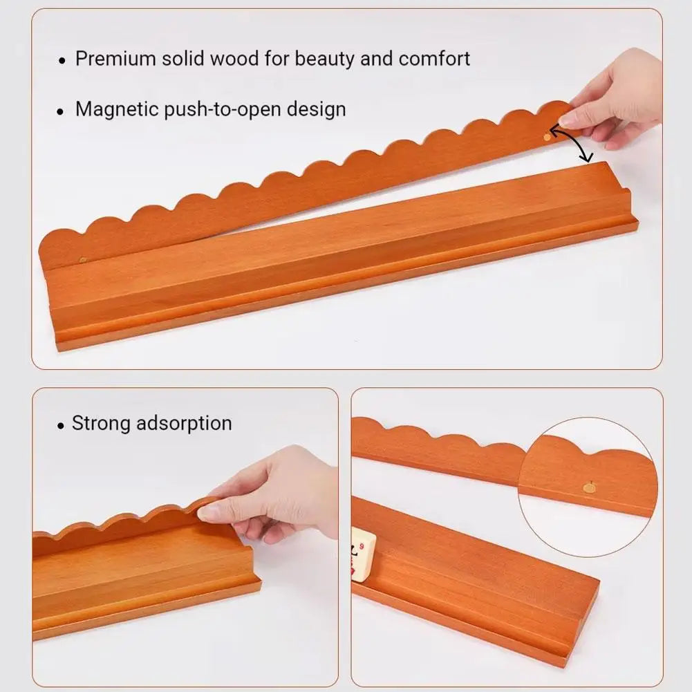 Wooden Mahjong Ruler American Style Mahjong Rack Tile Organizer Card Holder With Wave Design For Mahjong Game