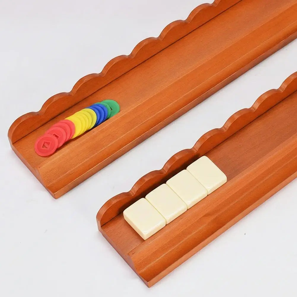 Wooden Mahjong Ruler American Style Mahjong Rack Tile Organizer Card Holder With Wave Design For Mahjong Game